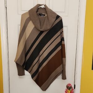United States Sweaters Brown Tan Asymmetrical Poncho